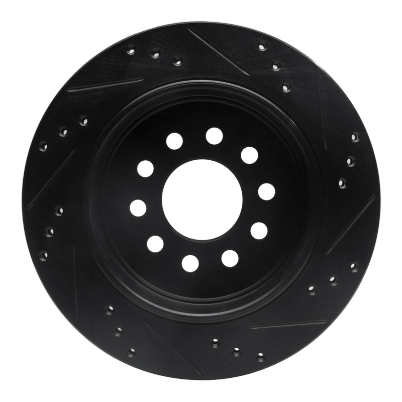 Lincoln Town Car Brake Rotor (1) - Rear Left - R1 Concepts - Drilled & Slotted - Black - `03-`11